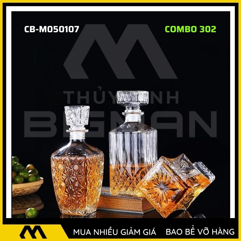 3 chai thủy tinh đựng rượu, bộ 3 Vỏ chai rượu ngoại mẫu C3-2