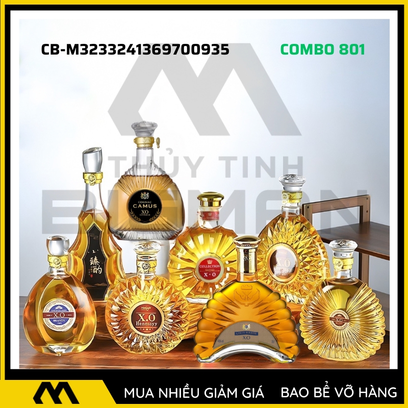6-7 chai thủy tinh đựng rượu 500ml 750ml 5C-12